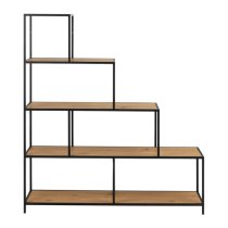 Salvo Wooden Bookcase Step Shape 4 Shelves In Matt Wild Oak