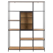 Salvo Wooden Bookcase With 8 Shelves In Matt Wild Oak