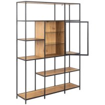 Salvo Wooden Bookcase With 8 Shelves In Matt Wild Oak