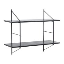 Barrie Wooden Wall Shelf Wall Hung With 2 Shelves In Matt Black