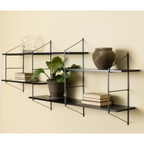 Barrie Wooden Wall Shelf Wall Hung With 4 Shelves In Matt Black