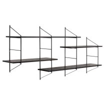 Barrie Wooden Wall Shelf Wall Hung With 4 Shelves In Matt Black