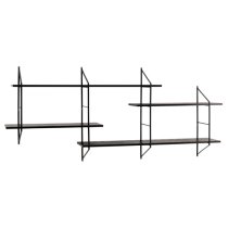 Barrie Wooden Wall Shelf Wall Hung With 4 Shelves In Matt Black