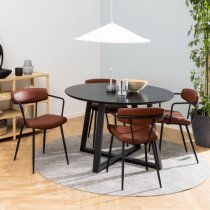 Malang Wooden Dining Table Round In Black