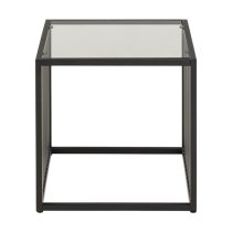 Surf Smoked Glass Side Table With Matt Black Wire Base