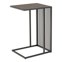 Surf Wooden Side Table In Black Marble Effect