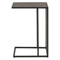 Surf Wooden Side Table In Black Marble Effect