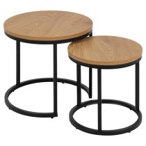 Suva Wooden Nest Of 2 Tables Round In Matt Wild Oak