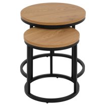 Suva Wooden Nest Of 2 Tables Round In Matt Wild Oak