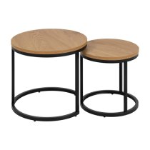 Suva Wooden Nest Of 2 Tables Round In Matt Wild Oak