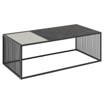 Surf Glass And Wooden Coffee Table In Black Marble Effect