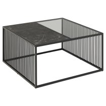 Surf Glass And Wooden Coffee Table With Matt Black Base