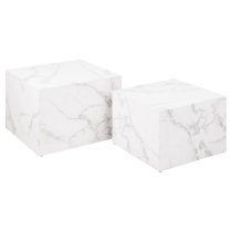 Delft Wooden Set Of 2 Coffee Tables In White Marble Effect