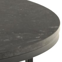 Suva Wooden Coffee Table Round In Black Marble Effect