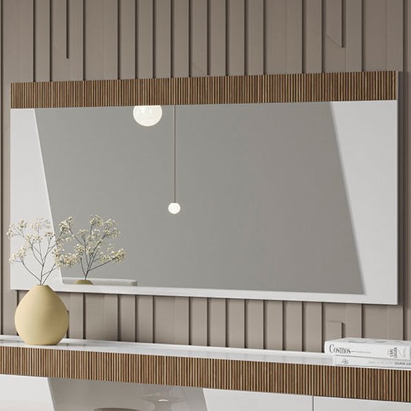 Enna Wall Mirror In White High Gloss Wooden Frame