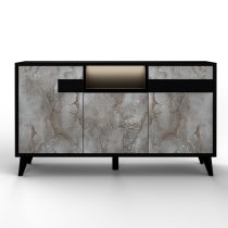 Laax Sideboard In Matt Black Oxide With 3 Doors 1 Shelf And LED