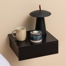 Aviana Wall Hung Wooden Bedside Cabinet In Black