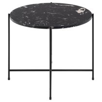 Avilla Marble Stone Side Table Large In Black