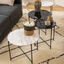 Avilla Marble Stone Side Table Large In Black