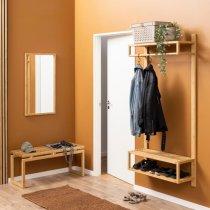 Ballie Wall Hung Wooden Coat Rack With Clothes Bar In Natural