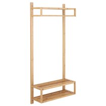 Ballie Wall Hung Wooden Coat Rack With Clothes Bar In Natural