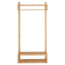 Ballie Wall Hung Wooden Coat Rack With Clothes Bar In Natural