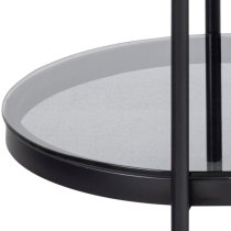 Baryon Smoked Glass Coffee Table Oval With Black Metal Frame