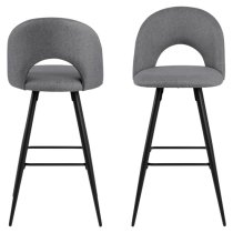 Aliya Light Grey Fabric Bar Chairs With Metal Frame In Pair