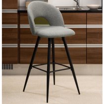 Aliya Light Grey Fabric Bar Chairs With Metal Frame In Pair