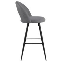 Aliya Light Grey Fabric Bar Chairs With Metal Frame In Pair