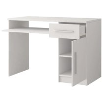 Oxnard Wooden Computer Desk With 1 Door 1 Drawer In Matt White