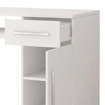 Oxnard Wooden Computer Desk With 1 Door 1 Drawer In Matt White