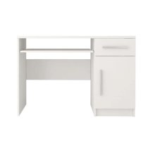 Oxnard Wooden Computer Desk With 1 Door 1 Drawer In Matt White