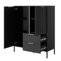 Lech Wooden Highboard With 2 Doors 2 Drawers In Anthracite