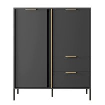 Lech Wooden Highboard With 2 Doors 2 Drawers In Anthracite