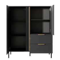 Lech Wooden Highboard With 2 Doors 2 Drawers In Anthracite