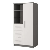 Oxnard Wooden Highboard With 1 Door 3 Drawers In Matt Grey