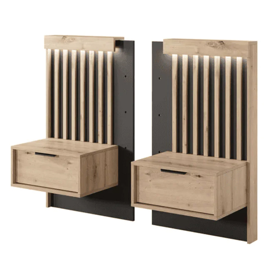 Turin Wooden Set Of 2 Bedside Tables In Artisan Oak