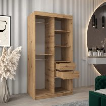 Tavira Wooden Wardrobe 2 Sliding Doors 100cm In Artisan Oak