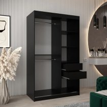 Tavira Wooden Wardrobe 2 Sliding Doors 120cm In Black