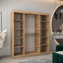 Tavira Wooden Wardrobe 2 Sliding Doors 180cm In Artisan Oak