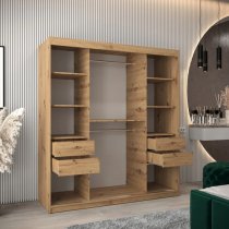 Tavira Wooden Wardrobe 2 Sliding Doors 180cm In Artisan Oak