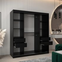 Tavira Wooden Wardrobe 2 Sliding Doors 180cm In Black