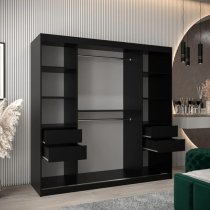 Tavira Wooden Wardrobe 2 Sliding Doors 200cm In Black