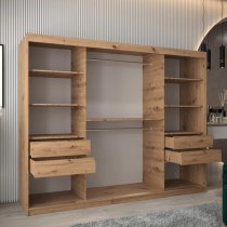 Tavira Wooden Wardrobe 3 Sliding Doors 250cm In Artisan Oak