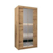 Tavira I Mirrored Wardrobe 2 Sliding Doors 100cm In Artisan Oak