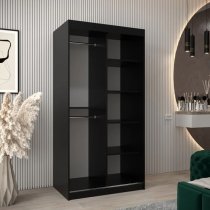 Tavira I Mirrored Wardrobe 2 Sliding Doors 100cm In Black