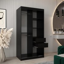 Tavira I Mirrored Wardrobe 2 Sliding Doors 100cm In Black