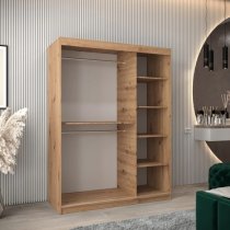 Tavira I Mirrored Wardrobe 2 Sliding Doors 150cm In Artisan Oak