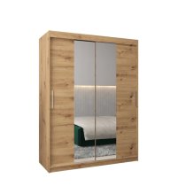 Tavira I Mirrored Wardrobe 2 Sliding Doors 150cm In Artisan Oak